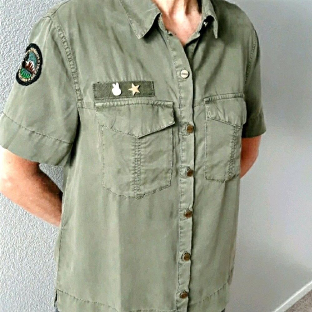 Sanctuary Button-Down Army Green Top
